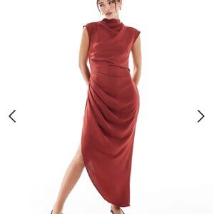 ASOS DESIGN open back midi dress in rust